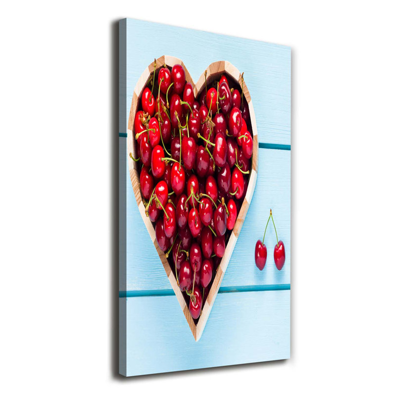Cherries On Wood - Wrapped Canvas Print