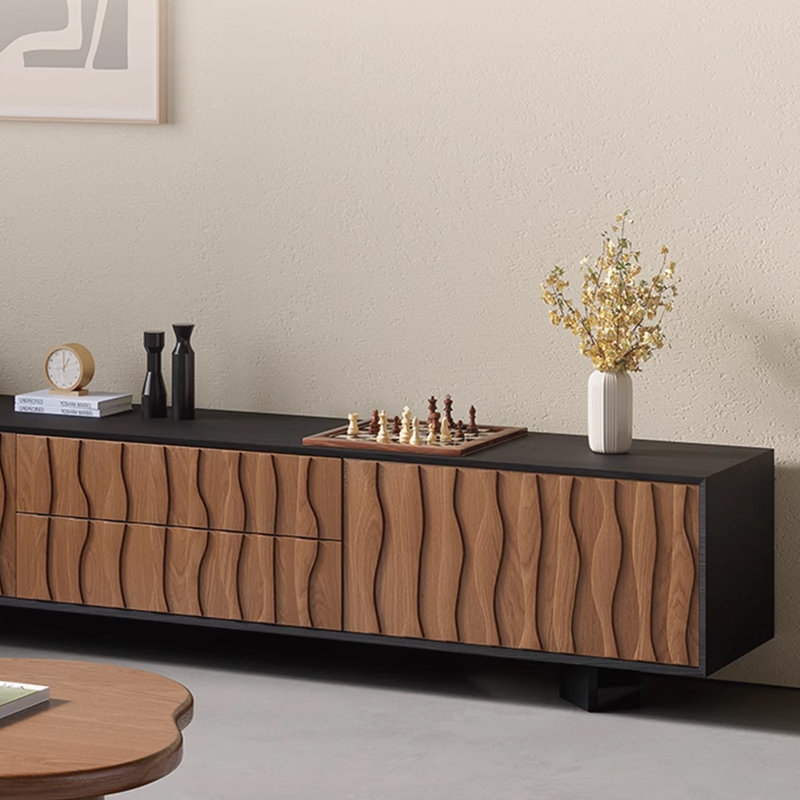 Meuble télé en bois massif de style rétro, 78.74"
