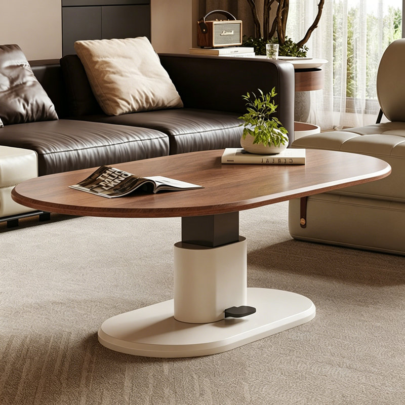 Brown Vintage Height Adjustable Coffee & Tea Tablefor Home Use, 28.74" H x 47.24" W x 23.62" D