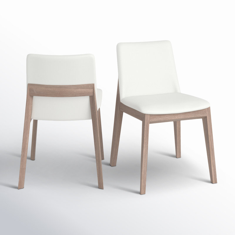 Anrey Vegan Leather Dining Chair, Cream Faux Leather, Gray