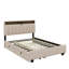 Lit plateforme tapissier avec tête de lit, lit gigogne, tiroirs et ensemble de prises et ports USB-119228950-119228947
