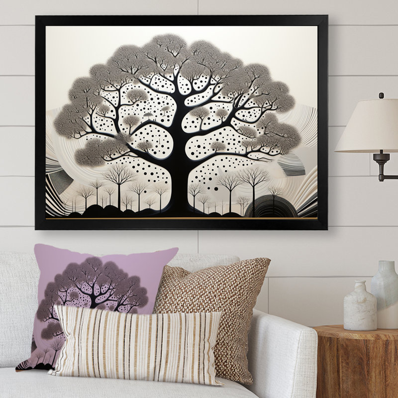 Arbre africain, minimalisme IV, sur toile, H 30 po x l 40 po x P 1,5 po, Cadre photo noir simple