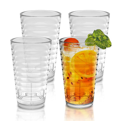 Plastic Drinking Cups, 13 oz (Approx. 368.5 g) Set of 4, Shatterproof, Dishwasher Safe, BPA-Free, Reusable Drinking Glasses, Juices, Cocktails: