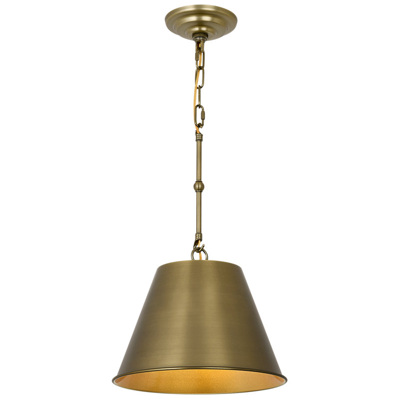 Luminaire suspendu vintage en laiton vieilli avec chaîne réglable - plafonnier industriel à tête simple