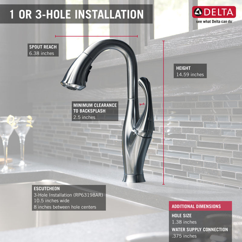 Robinet de bar rétractable Addison ™ avec accessoires, Acier arctique