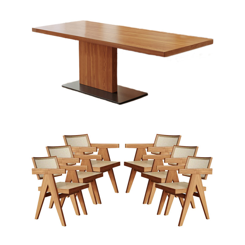 Solid wood ash dining table set, 29.53"H x 62.99"L x 31.5"W