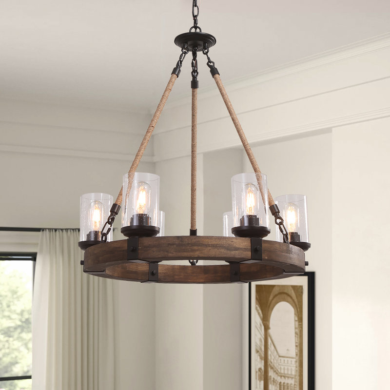 Zamion 6 - Light Dimmable Wagon Wheel Chandelier