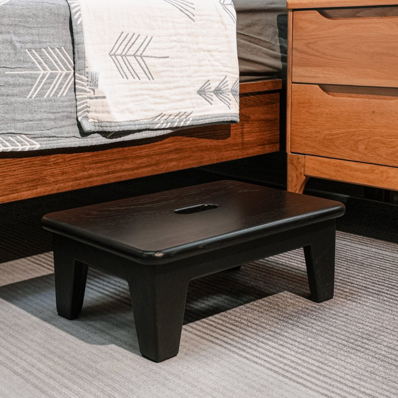 Oak Wood Step Stool, Black