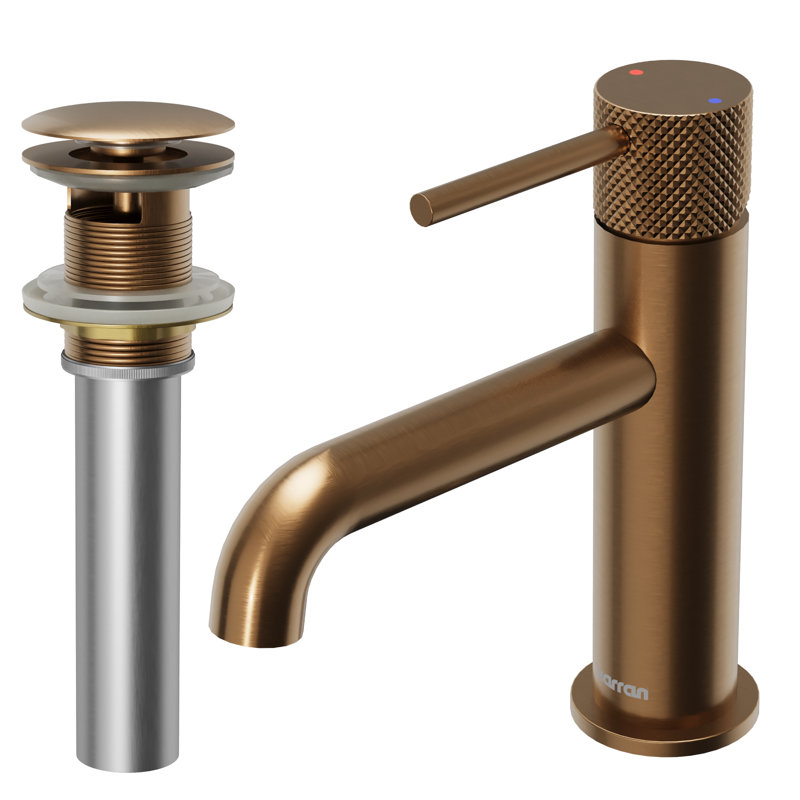Tryst Single-handle Bathroom Faucet with Drain Assembly, Brushed Copper
