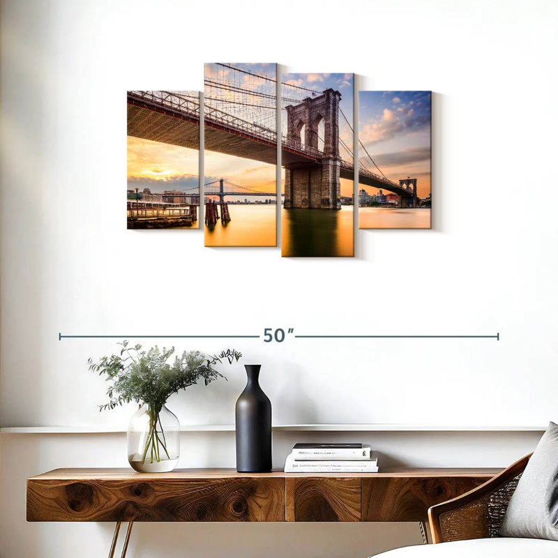Lilie, pittoresque pont de Brooklyn, H 22 po x l 36 po