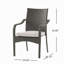 Chaise d'extérieur empilable en rotin PE avec structure en fer et coussins (ensemble de 4), osier gris