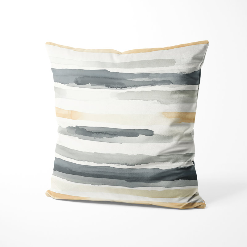 Coussin à rayures - Coussin décoratif moderne à lignes aériennes neutres jaunes, H 20 po x l 20 po