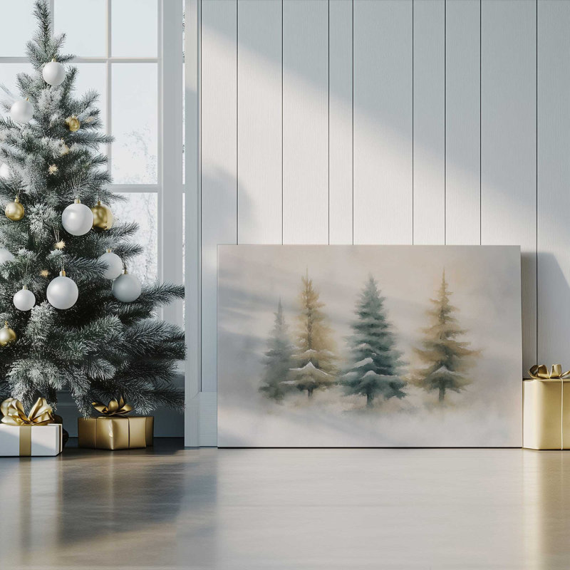 «Snowlit Pines», reproduction d'art sur toile, Gallery Wrapped, H 12 po x l 18 po