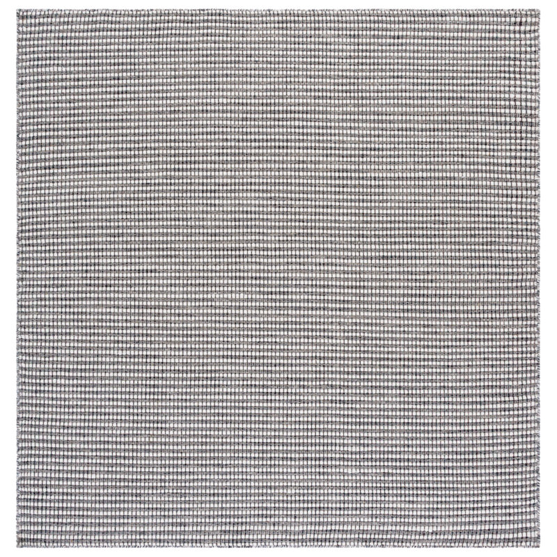 Natura Hand Woven Wool/Cotton Solid Color Rug in Dark Grey/Ivory, Rectangle 9' x 12'