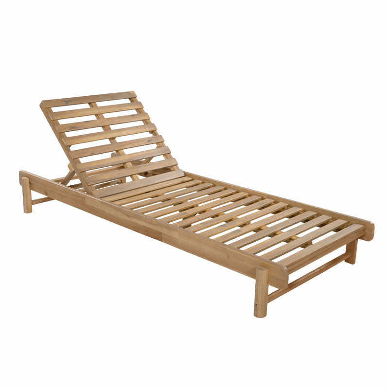 Structure de chaise longue en bois d'acacia, dossier inclinable extérieur réglable à 3 positions pour le patio près de la piscine
