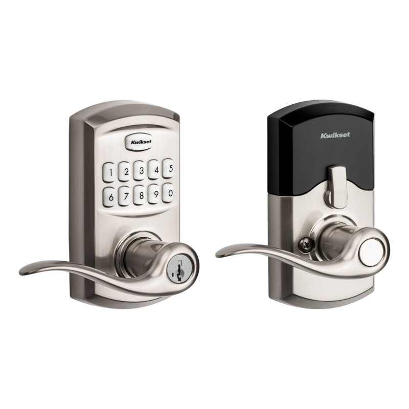 Electronic Door Lever with SmartKey, Satin Nickel