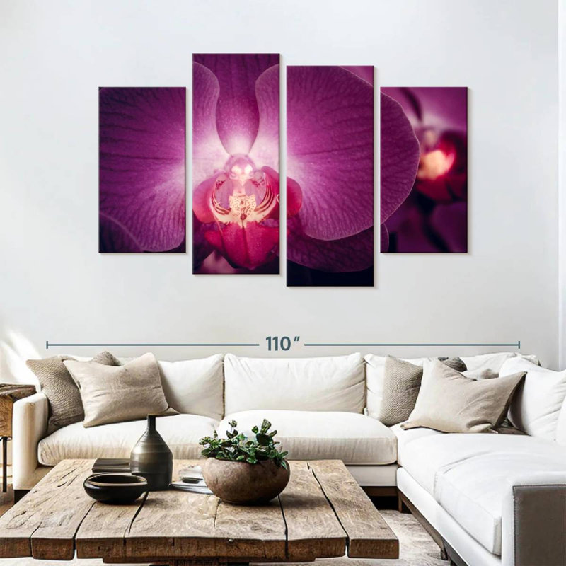Orchidée mauve Harnek, H 54 po x l 84 po