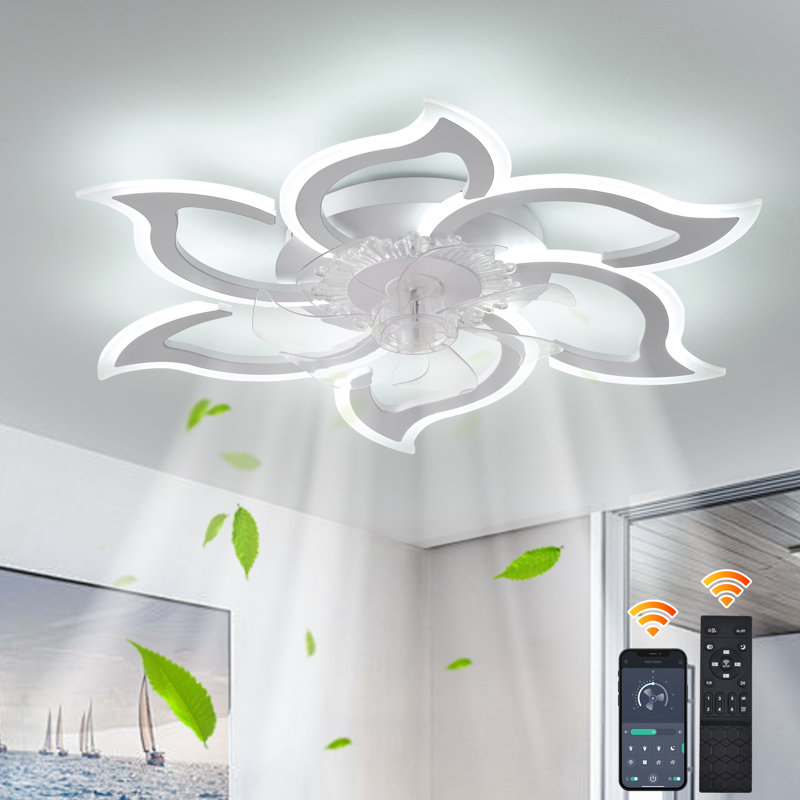 Kazuhito 33.46" 7 - Blade Reversible Dimmable LED Ceiling Fan With Remote Control And APP, White