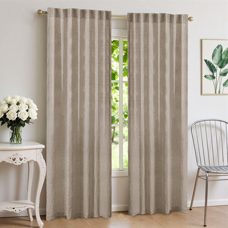 Panneau simple 100% lin obscurcissant, Beige, 50" W x 84" H