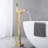 Bathroom Waterfall Tub Filler - Floor Mounted, Brushed Gold, With Lever Handles And Functional Handheld Shower For Convenience Stylish Mounted Faucet Gold-121245168