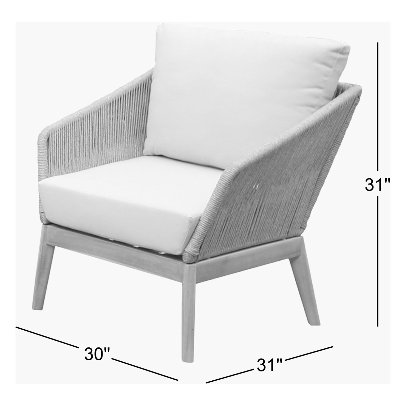 Bowery Acacia Outdoor Lounge Chair, Gray