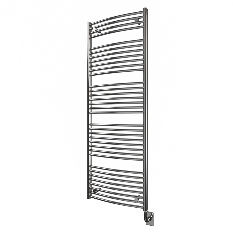 Chauffe-serviettes mural électrique à rail incurvé 17 po x 51 po - chromé, rempli de liquide, avec interrupteur intelligent programmable, garantie à vie