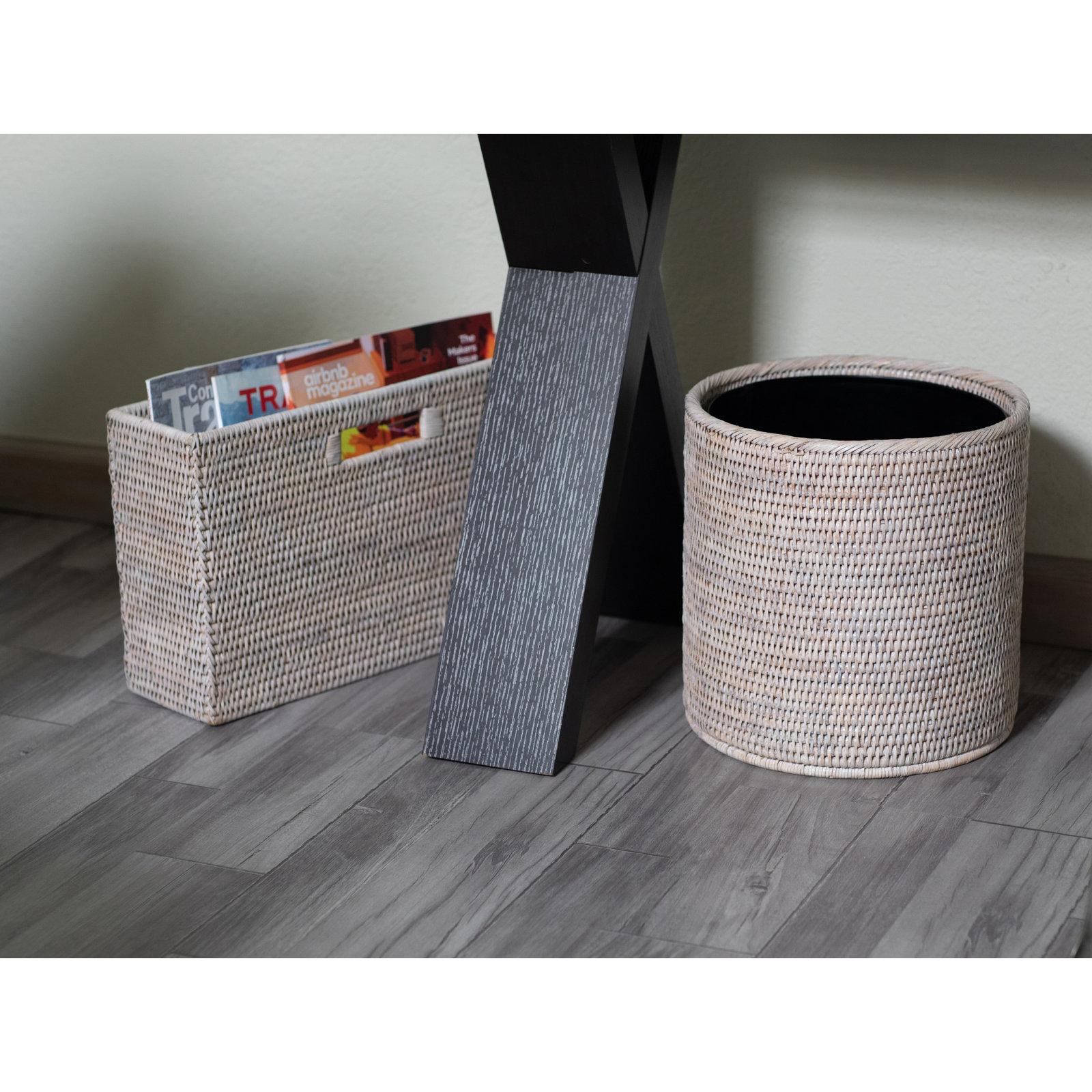 Sunbury 4.5gal Waste Basket, White Wash