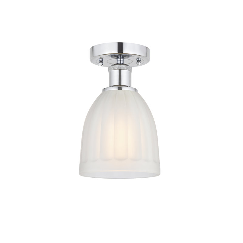 Plafonnier semi-encastré en verre Radegonde, Blanc, Chrome poli