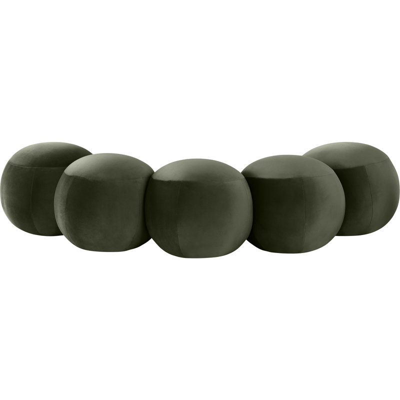 Banc en velours Apollo, Velours vert, H 18 po x l 74,50 po x P 38,50 po