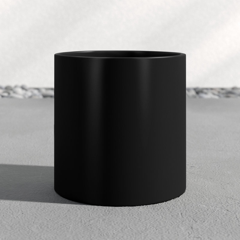 Brea Round Cylinder Planter, Black, 12" H x 12" W x 12" D