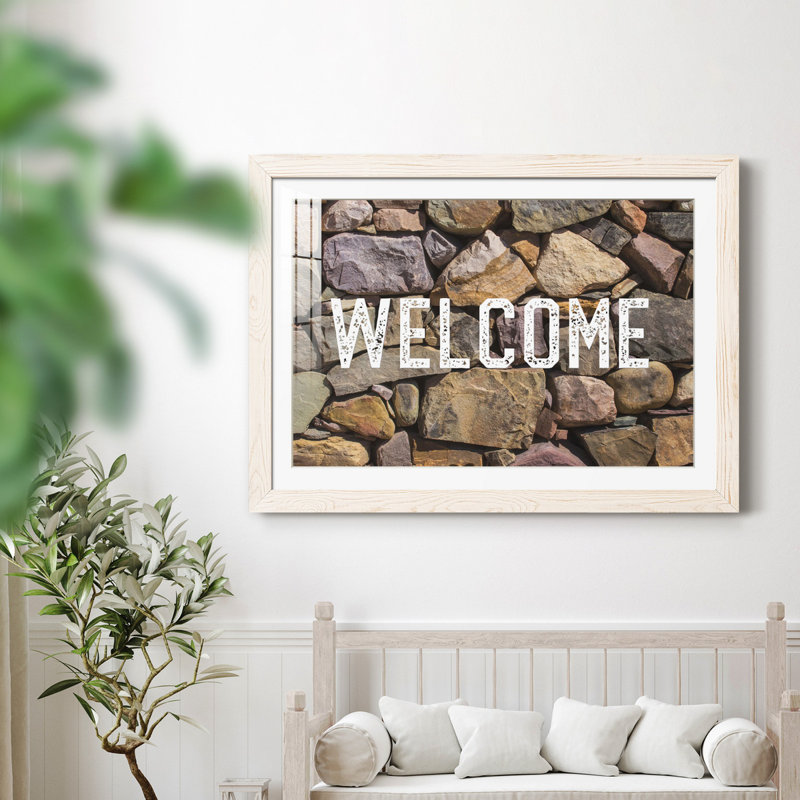 Mur de roches - art textuel avec cadre photo, Cadre blanc, H 24 po x l 18 po x P 1,5 po