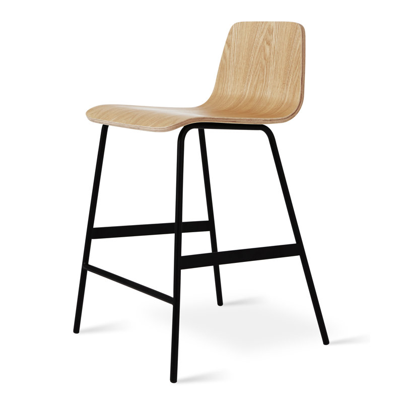 Lecture Upholstered Counter Stool, Saddle Brown Genuine Leather, Counter Stool (24” Seat Height)