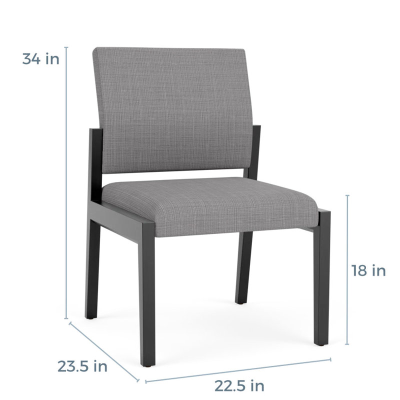 Chaise d'invité sans accoudoirs Brooklyn, Gris chambray, Noir
