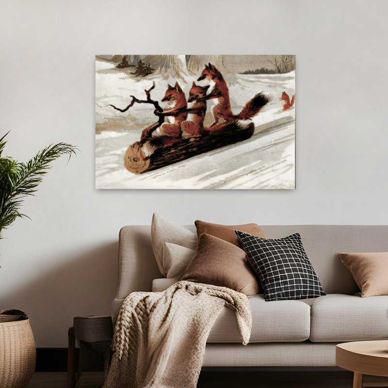 Renards, reproduction d'art abstrait contemporain, H 32 po x l 48 po