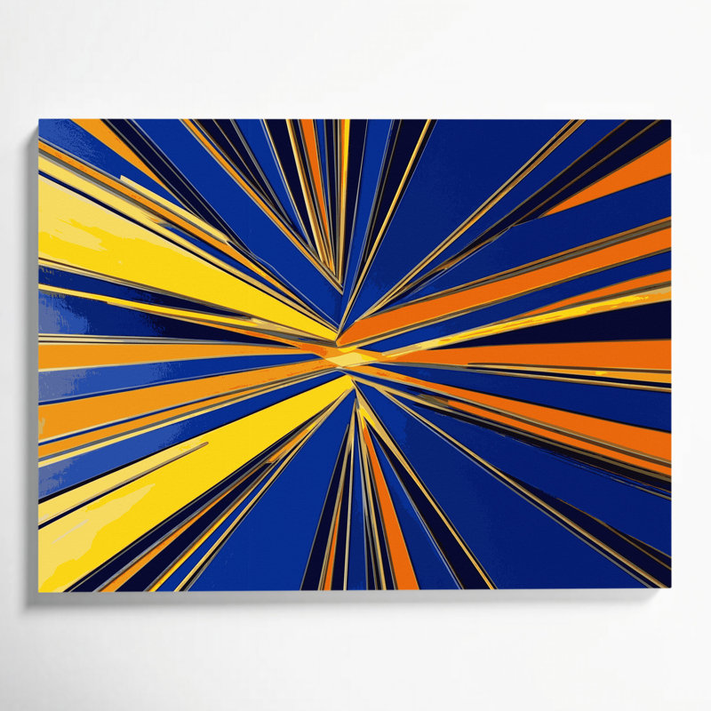 «Hard Edge 3», art mural sur toile bleue, H 20 po x l 30 po