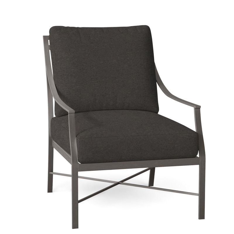 Monaco Wrought Aluminum Outdoor Lounge Chair, Slate Gray, No Welt, Verona Fossil
