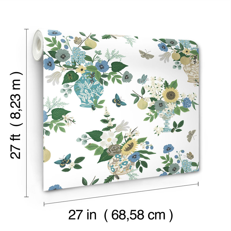 Flower Studies Wallpaper, Blue