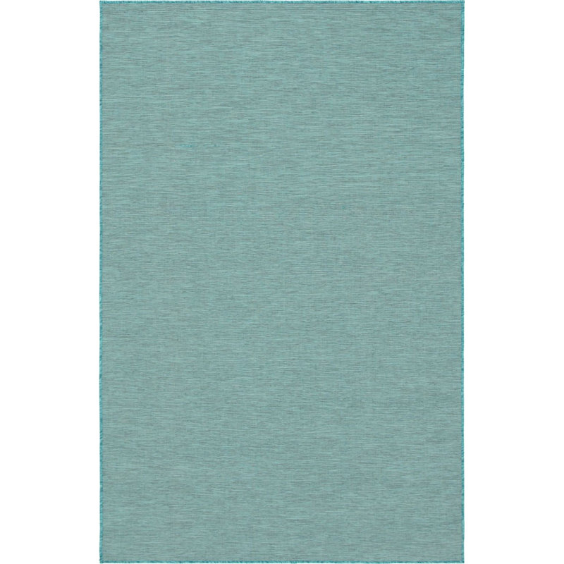 Outdoor Garden Variety Area Rug Aqua Color, Rectangle 6'3" x 9'
