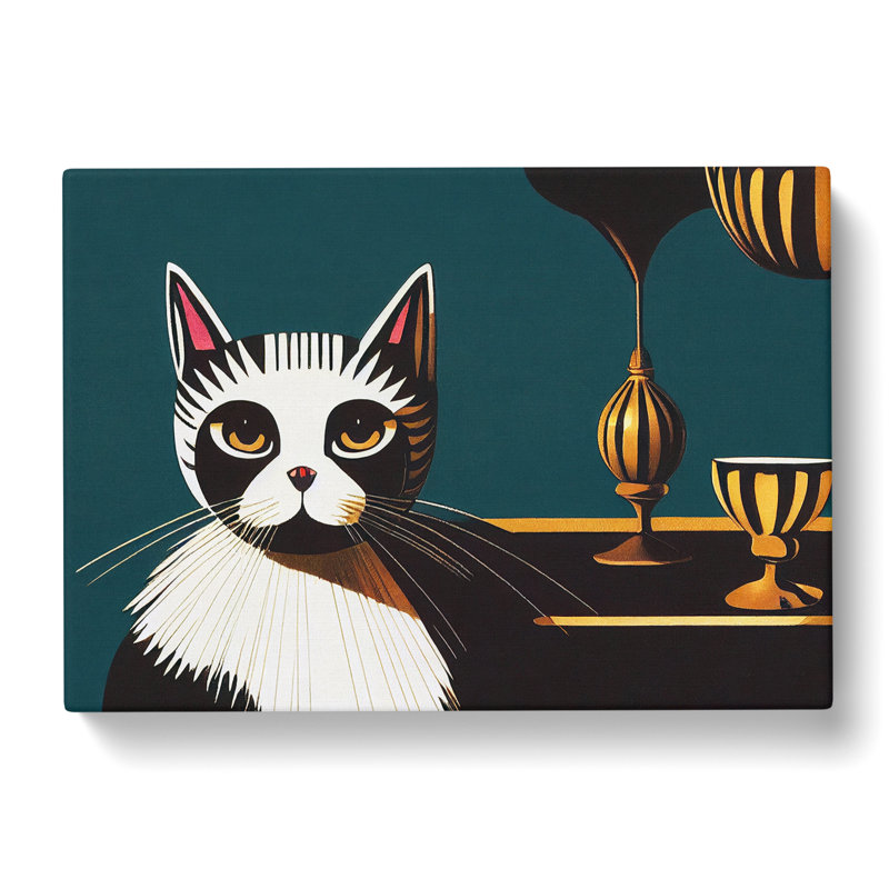 Sitting Cat Abstract - Wrapped Canvas, 40cm H x 60cm W x 3cm D
