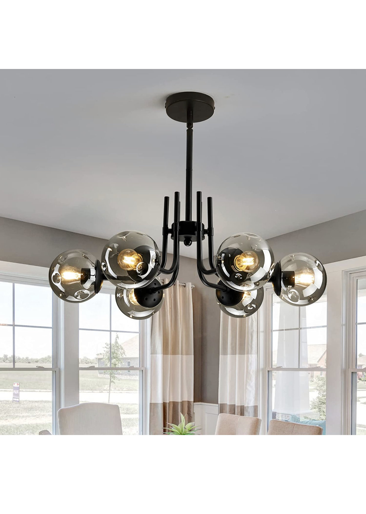 6-Light 24.8 Chandelier Style Sputnik Sphere Semi Flush Mount