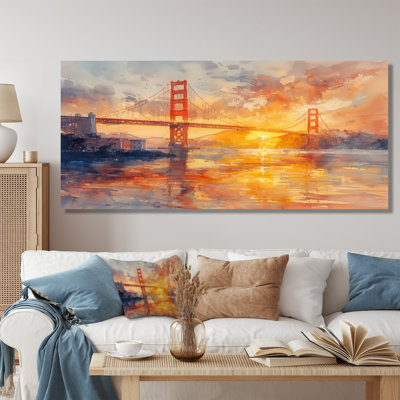 Jaune, jaune, porte dorée, été, coucher de soleil, lueur I - pont, art mural, salon