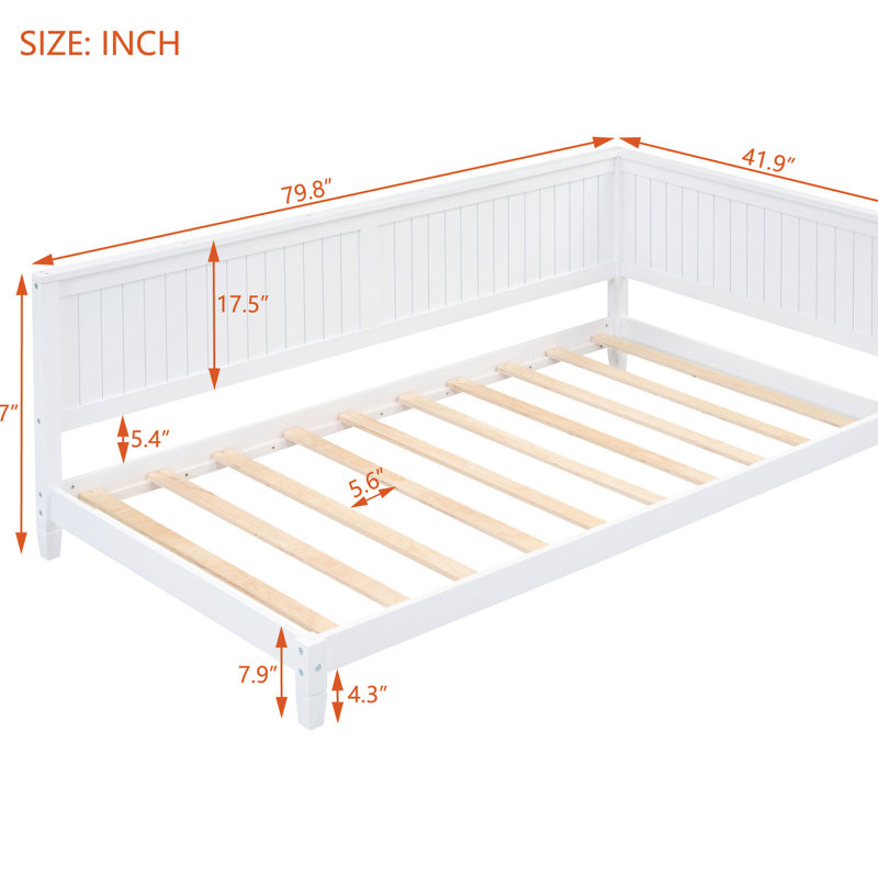 Lit de jour simple en bois / blanc - Design classique pour le confort de la chambre à coucher et le lit à accoudoirs, Blanc