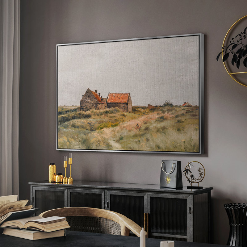 Paysage rétro - MLXX III, H 17 po x l 25 po x P 2 po, Toile argentée avec cadre flottant