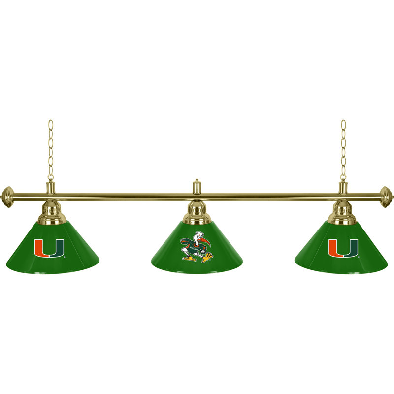 Luminaire suspendu pour table de billard 3 lumières University of Miami, Noir, noir, noir, noir