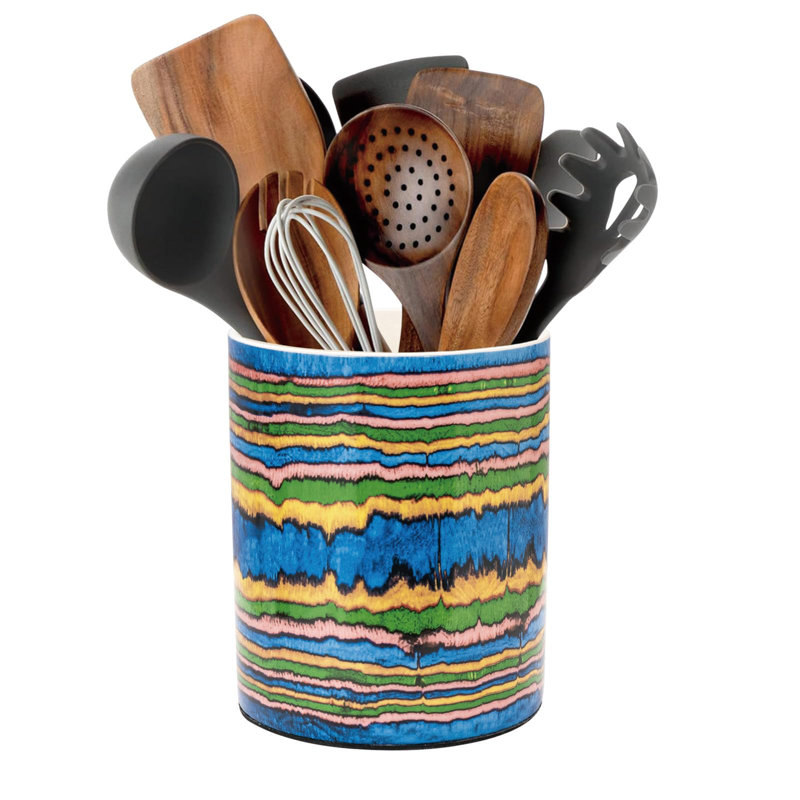 Ceramic Utensil Holder, Bohemian Style Utensil Holder