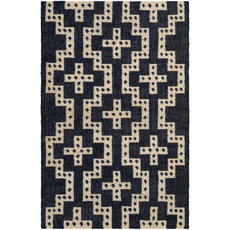  Tapis en laine Rani Kilim, Noir, Rectangle 4 pi 1 po x 6 pi 1 po