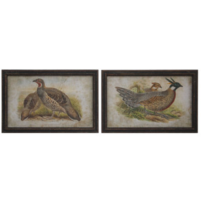 Rustic Pheasant Framed Wall Art Prints - Set of 2