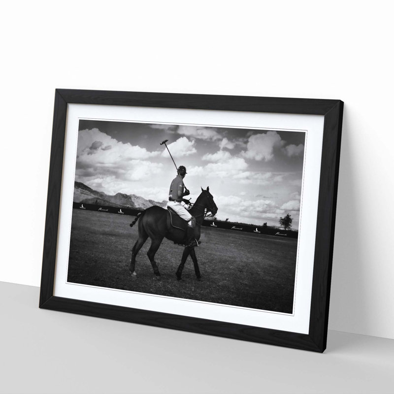 Polo Horse Framed Print, Black