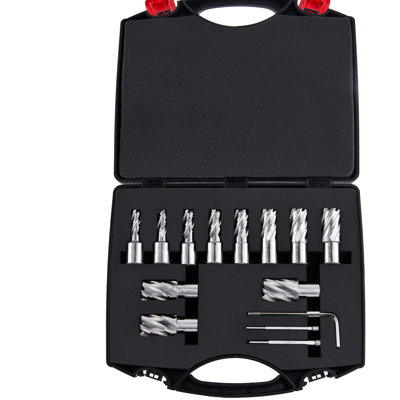 13 Pcs Cutter For Magnetic Drill Bits 7/16" To 1 - 1/16" Cutting Diameter 1" Depth M2al 2 Pilot Pins Wrench Portable Case High Speed Steel Compatibility