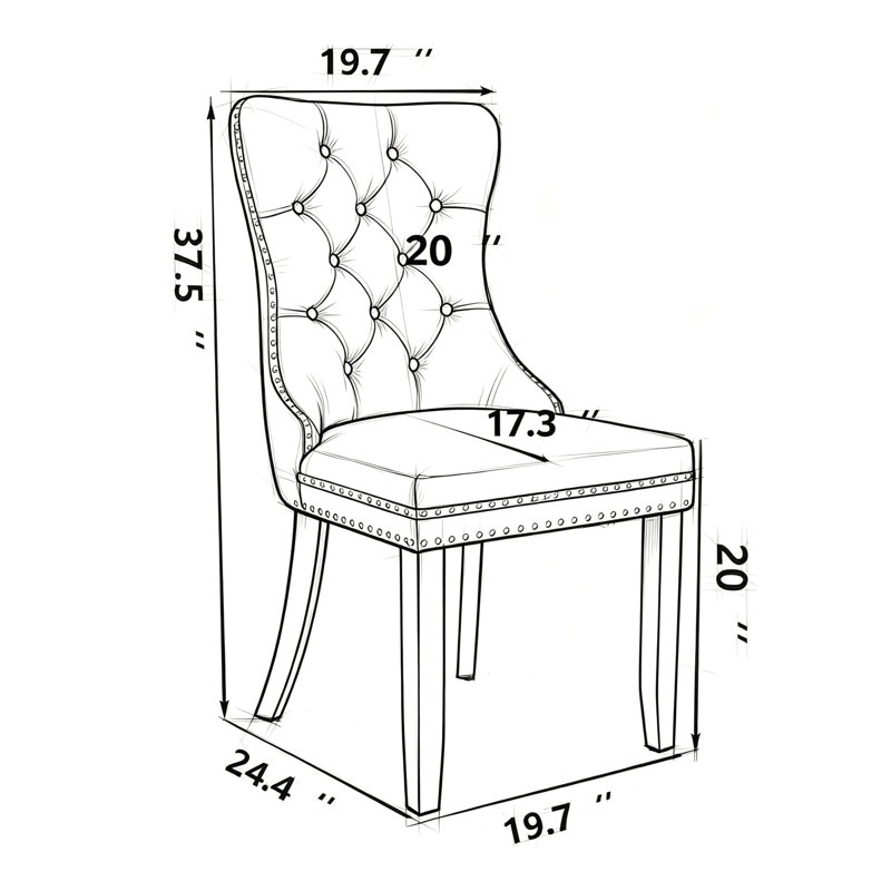 Chaise de salle à manger rembourrée contemporaine (lot de 2), Bleu